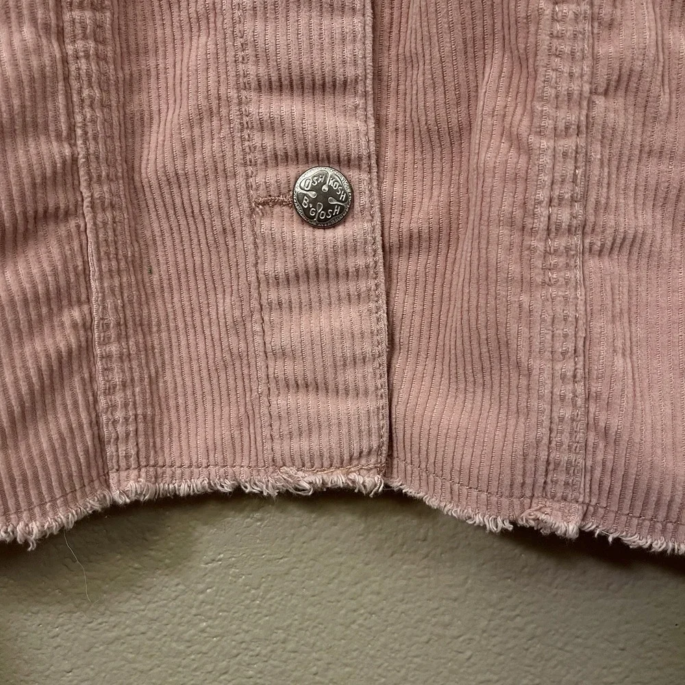 Oshkosh B'Gosh‎ Pink Corduroy Jacket Oversized Cropped Snap Closure Kid's Size 8